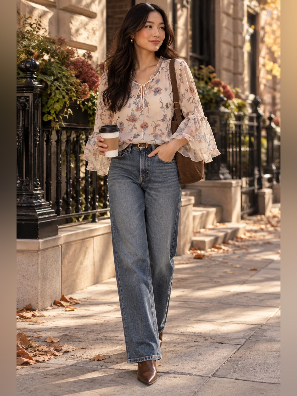 Angela Moda Made in Italy 100% Silk Floral Blouse | Sheer Tie Neck Top | Size M